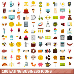 100 eating business icons set in flat style for any design vector illustration