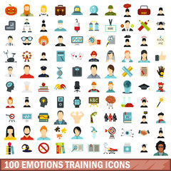 100 emotions training icons set in flat style for any design vector illustration