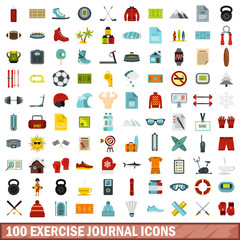 100 exercise journal icons set in flat style for any design vector illustration