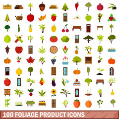 100 foliage product icons set in flat style for any design vector illustration