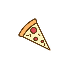 Pizza slice filled outline icon, line vector sign, linear colorful pictogram isolated on white. Pizza symbol, logo illustration. Pixel perfect vector graphics
