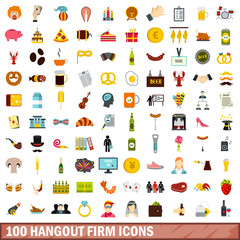 100 hangout firm icons set in flat style for any design vector illustration