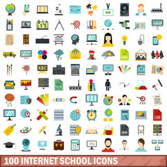 100 internet school icons set in flat style for any design vector illustration