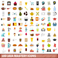 100 java mastery icons set in flat style for any design vector illustration