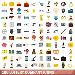 100 lottery company icons set in flat style for any design vector illustration