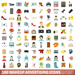 100 makeup advertising icons set in flat style for any design vector illustration