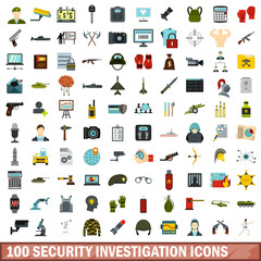 100 security investigation icons set in flat style for any design vector illustration