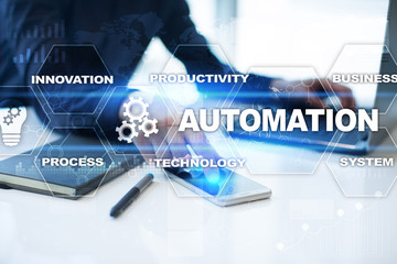 Automation concept as an innovation, improving productivity, reliability and repeatability in technology and business processes.