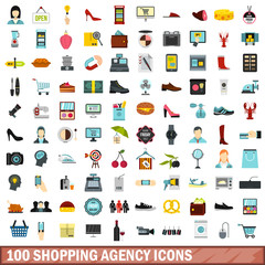 100 shopping agency icons set in flat style for any design vector illustration