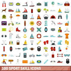 100 sport skill icons set in flat style for any design vector illustration