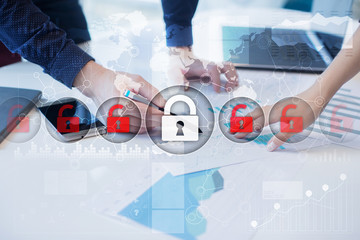 Cyber security, Data protection, information safety and encryption. internet technology and...