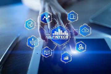 Fintech - digital financial technology. Blockchain and cryptocurrency.