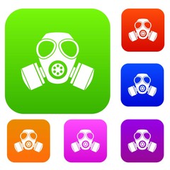 Chemical gas mask set icon in different colors isolated vector illustration. Premium collection