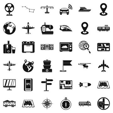 Technology icons set. Simple style of 36 technology vector icons for web isolated on white background