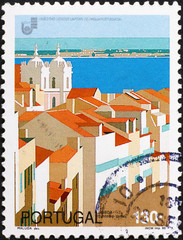 Nice houses of Lisbon on portuguese postage stamp
