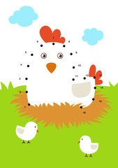 Dot to dot educational game for kids vector illustration