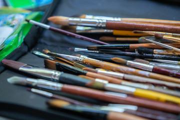 Obraz premium brushes for paint. Brushes for makeup. tassel
