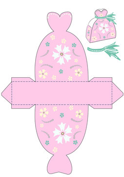 Beautiful gift box template for a princess girl.Vector illustrat