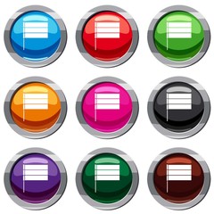 Flag set icon isolated on white. 9 icon collection vector illustration