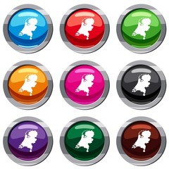 Holland map set icon isolated on white. 9 icon collection vector illustration
