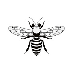  silhouette black and white bee insect