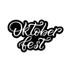 Hand drawn lettering sticker. The inscription: Oktoberfest. Perfect design for greeting cards, posters, T-shirts, banners, print invitations.