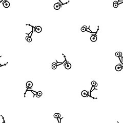 Tricycle pattern repeat seamless in black color for any design. Vector geometric illustration