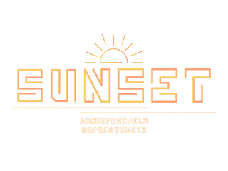 Sunset font. Vector alphabet