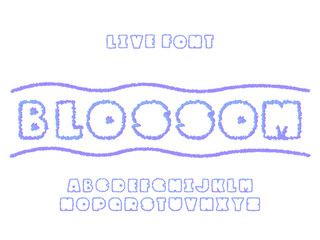 Blossom font. Vector alphabet