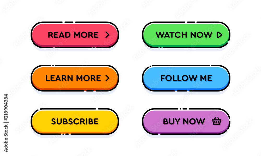 Leinwandbilder set of vector modern trendy flat outline buttons. different colors of main shapes and icons with bla