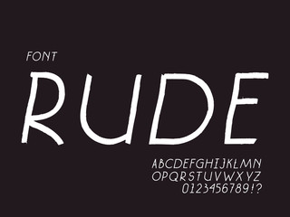 Rude italic font. Vector alphabet 