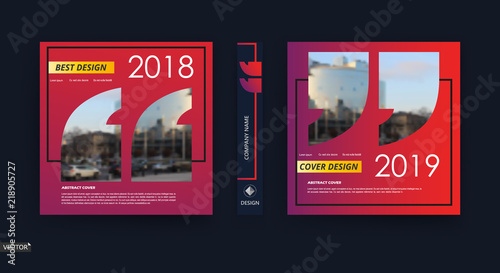 Abstract Patch Brochure Cover Design Red Info Data Banner Frame