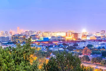 Foto op Canvas Beautiful city skyline and modern buildings in Beijing at night © ABCDstock