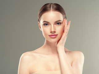 Beautiful woman skin healthy cosmetology pure makeup female girl 