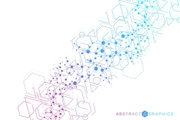 Structure molecule and communication. Dna, atom, neurons. Abstract polygonal structure with connecting dots and lines. Medical, technology, chemistry, science background. Vector illustration.