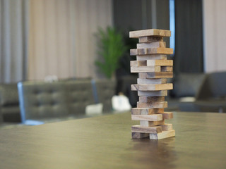 Wooded blocks tower stack game.
