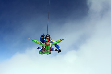 Obraz na płótnie Canvas Skydiving. Tandem jump.