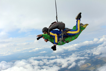 Skydiving. Tandem jump.