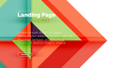 Square shape geometric abstract background, landing page web design template