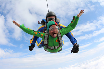 Skydiving. Tandem jump.