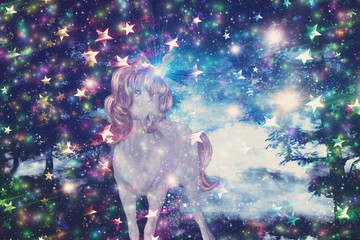 Unicorn in the starry forest © AnnaPa