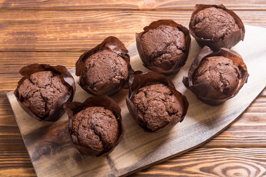 Sweet dessert chocolate muffins or cupcake