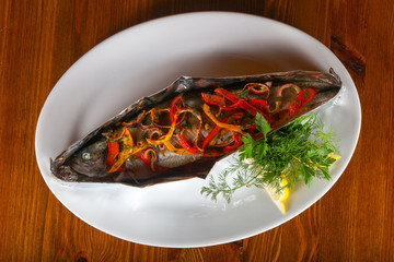 Baked trout with vegetables