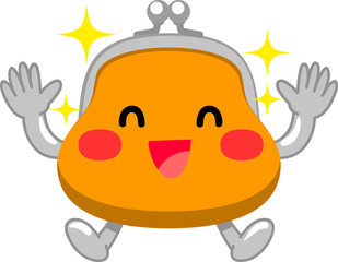 喜ぶ財布のキャラクター
