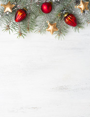 Christmas decoration on old wooden shabby background.