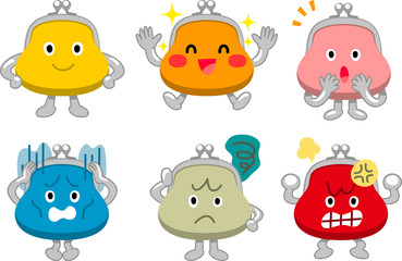 財布のキャラクター_6種類の表情とポーズ