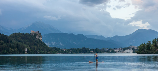 stand up paddle boarding on the lake