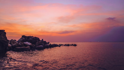 Colorful sunset on the Gulf of Siam Phu Quoc,island in Vietnam