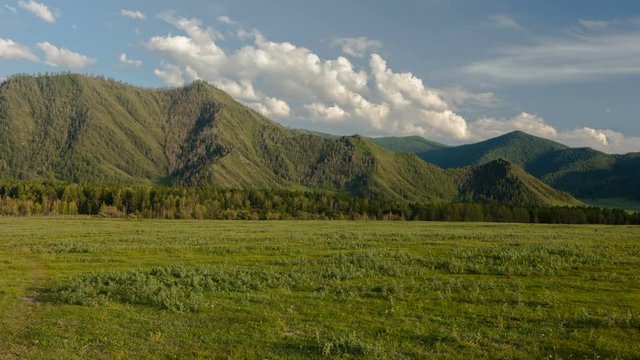 Altai mountains. Beautiful highland landscape. Russia Siberia. Timelapse
