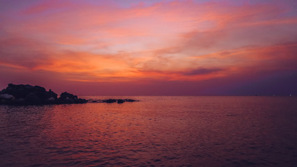 Colorful sunset on the Gulf of Siam Phu Quoc,island in Vietnam